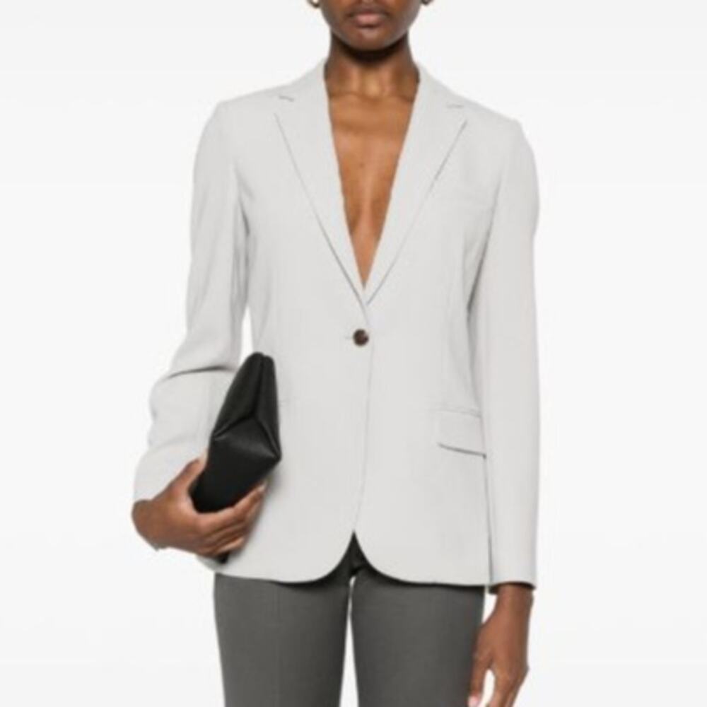 Theory Classic tailored Triacetate Crepe Staple Blazer in Gray Made in USA